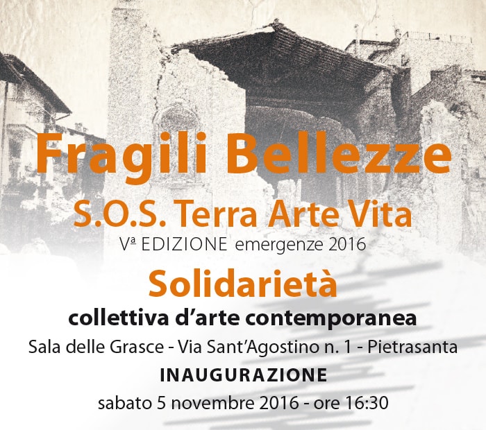 5.11. - 27.11.2016 | Fragili Bellezze S.O.S. Terra Arte Vita - Solidarietà | Mostra collettiva in Centro culturale Luigi Russo | Pietrasanta, Italia